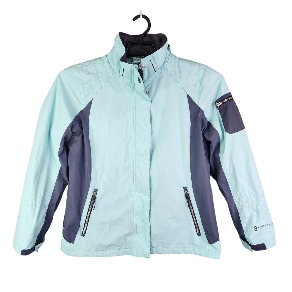Womens Free Country Radiance Jacket Light Blue Gray Full Zip Long Sleeve Size M
